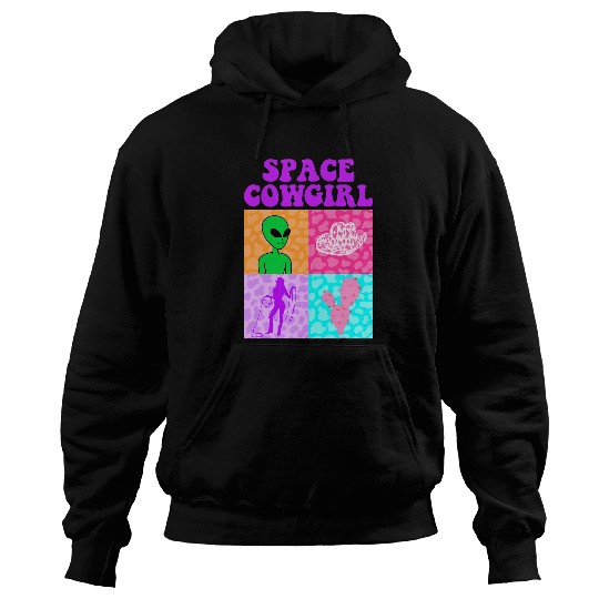 Aliens UFO Space Cowgirl Alien Bachelorette Party Rodeo Aesthetic Pink Hoodies