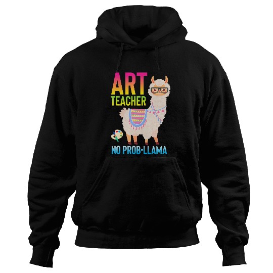 Llama Pet Funny Art Class Teacher No ProbLlama Llama Lover Gag Hoodies