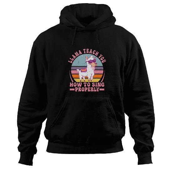 Llama Pet Teach You How To Sing Properly Funny Music Teacher Hoodies