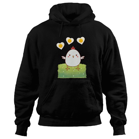 Chicken Pet Lover Design with Fried Egg Hearts 0 Hoodies