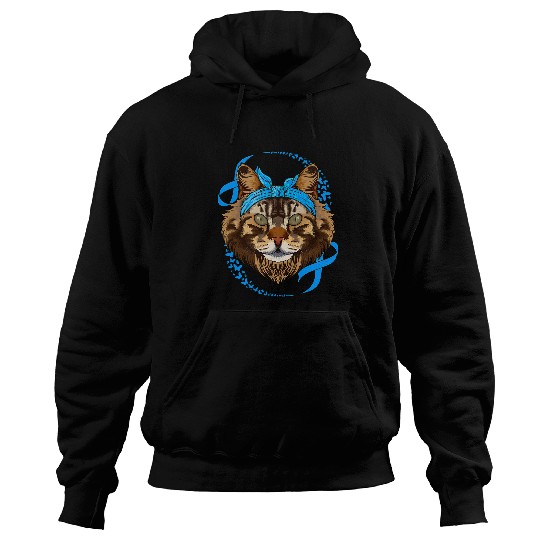 diabetess Ribbon Maine Coon diabetess Awareness Cat Blue Bandana T1D Survivor 333 Hoodies