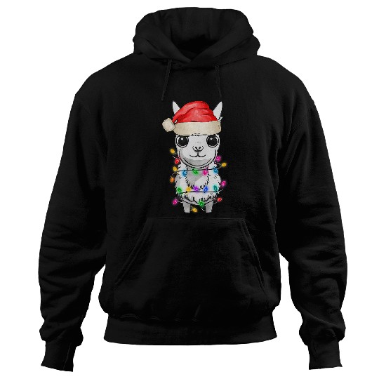 Llama Pet Christmas Tree Light Tangled Pajama xmass Graphic Hoodies
