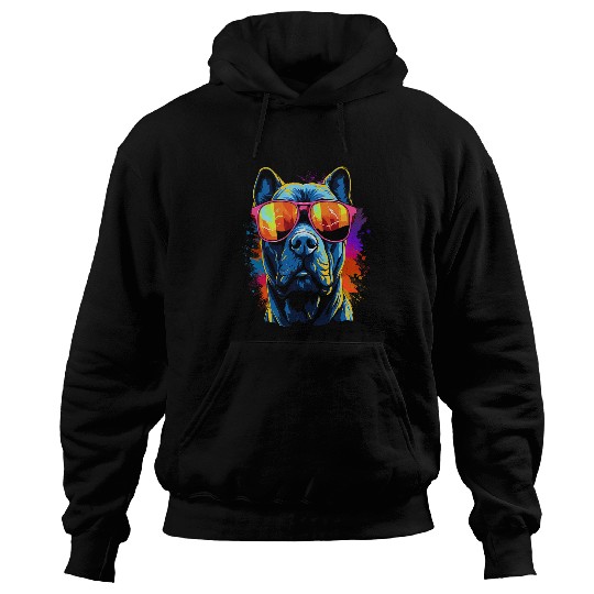 Tough Cool Neon Pitbull Puppy Love Dog wearing Sun Glasses 5 Hoodies