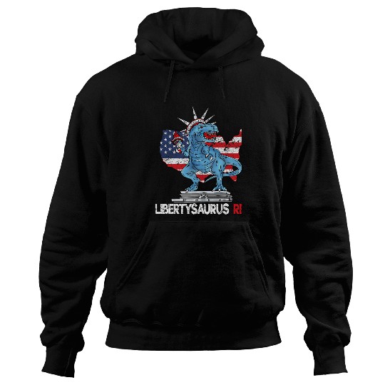 Dinosaur Pet Libertysaurus T rexs Statue of Liberty Dinosaur 4th of July Hoodies