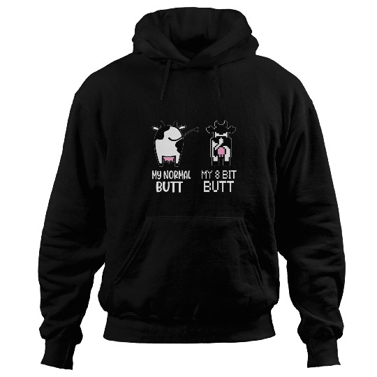 Cow Pet Retro Cow Butt My Normal Butt My 8 Bit Butt 8 Bit Hoodies