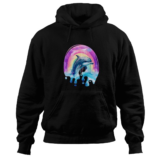 Dolphin Pet Gift Cute Watercolor Sea Life Hoodies