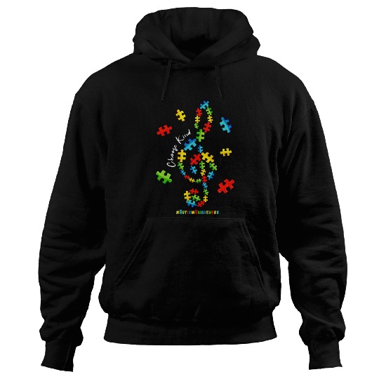 Autism Puzzle Musical Note Choose Kind Music Teacher Kids Hoodies