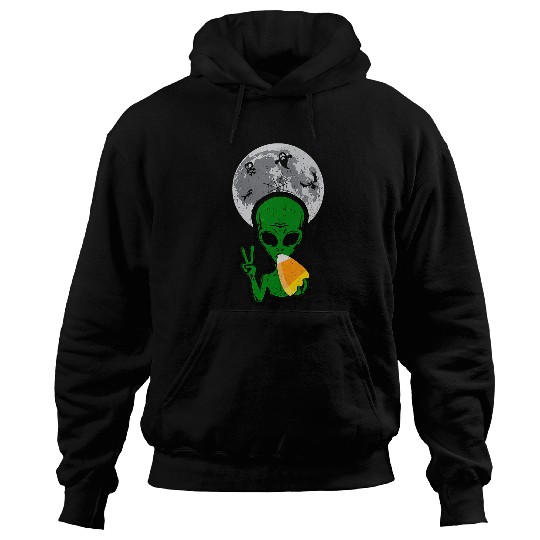 Aliens UFO Th Funny Alien Eating Candy Corn Costume Halloween Party Hoodies