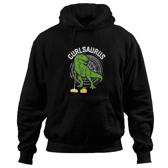 Dinosaur Pet Curlsaurus T rexs Dinosaur Funny Curling Winter Sports Lover Hoodies
