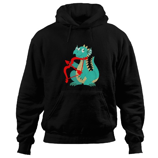 Dragon Pet Valentines Day Dragon Red Cupid Bow Hoodies