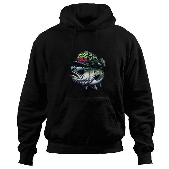 Truck Fun Funny Bass Vibes Fish Trucker Hat Camo Fishing Fisherman Dad Hoodies