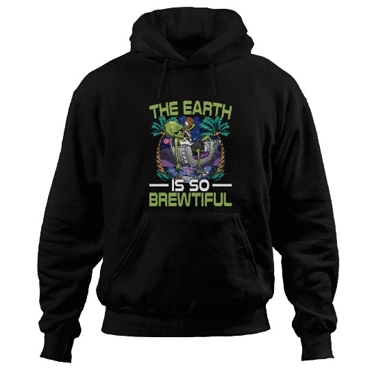 Aliens UFO Funny drunk alien with a beer Hoodies