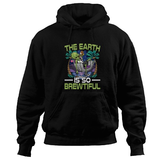 Aliens UFO Funny drunk alien with a beer Hoodies