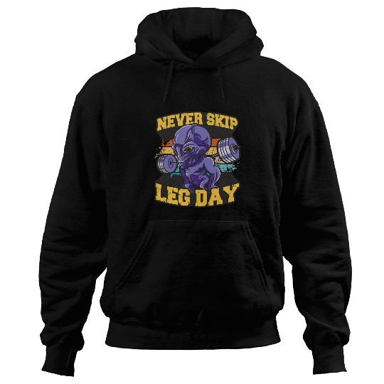 Aliens UFO funny alien working out Never skip leg day workout Hoodies