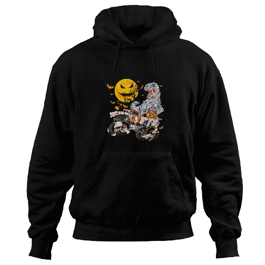 Dinosaur Pet Mummy Dinosaur and Monster Truck Funny Halloween Pumpkin 145 Hoodies