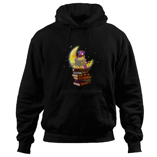 Book Fun Reading By Moonlight Kittens Cats Tea Hoodies