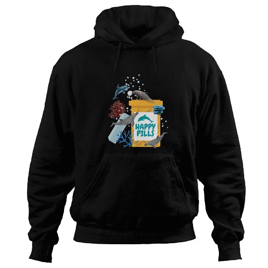 Dolphin Pet Gift Happy Pills Ocean Sea Diving Marine Biologist Hoodies
