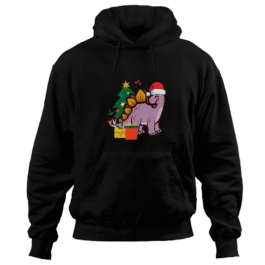 Dinosaur Pet Cute Stegosaurus Dinosaur Santa Merry Christmas Hoodies