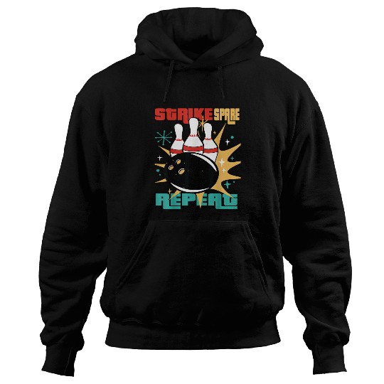 Discover Sport Bowling Strike Spare Repeat Bowling On Bowling Lane With Balls Hoodies