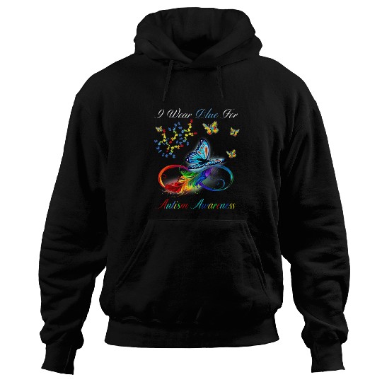 Autism Puzzle I Wear Blue For Autism Awareness Puzzle Butterfly Kids Women Hoodies
