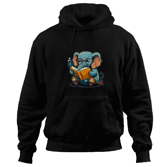 Discover Book Fun Sweet Baby Elephant Glasses Book Read Book Readers Reader 2 Hoodies