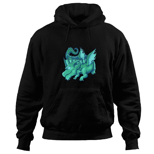 Dragon Pet Green Emerald Dragon Mythical Beast Cool Chibi Hoodies