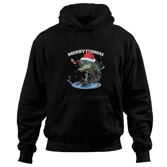 Fishing Fun Funny Bass Fishing Santa Hat Christmas Pajama Fishermen Fish 138 Hoodies