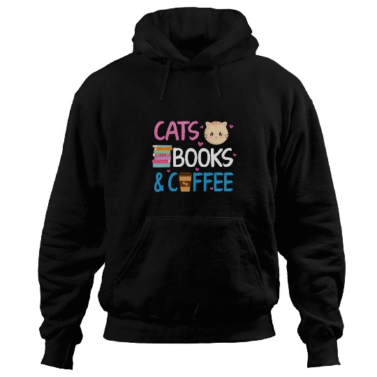 Book Fun Reading Cats And Coffee Book Nerd Cat Lover Kitten Hoodies