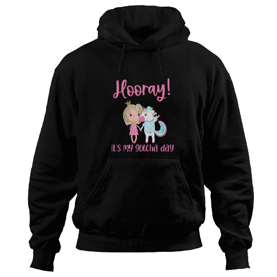 Unicorn Pet Kids Hooray Its My Gotcha Day Princess Unicorn Adoption Foster Hoodies