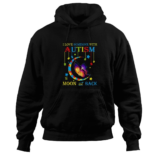 Autism Puzzle I Love Someone With Autism To The Moons And Back Hoodies