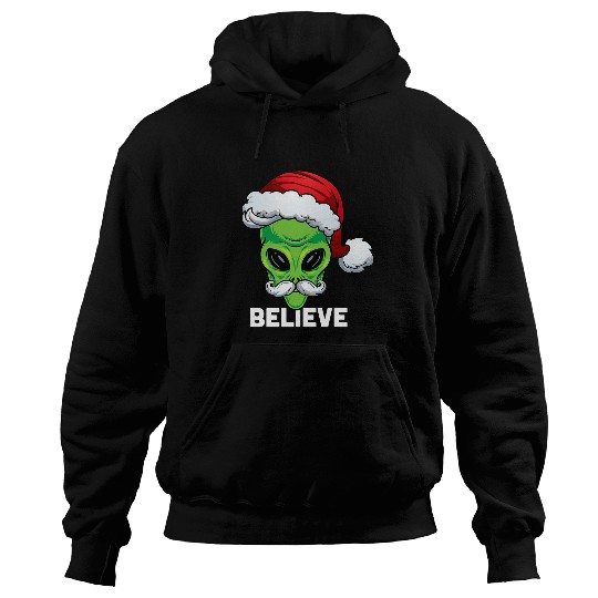 Aliens UFO Funny Christmas Alien Santa xmass Believe Alien Christmas 21 Hoodies