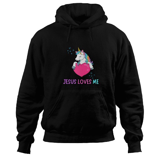 Unicorn Pet Kids Jesus Loves Me Christian Bible Girls Rainbow Unicorn1 Hoodies