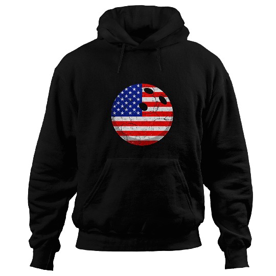 Sport Bowling Distressed American Flag Bowling Patriotic 4th of July Hoodies