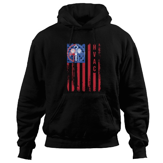 American HVAC Technician Flag Patriotic HVAC Mechanic Gauge Hoodies