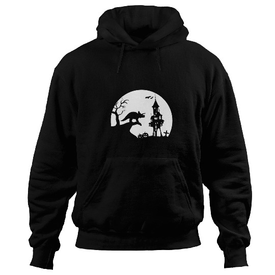 Dinosaur Pet Triceratops Silhouette Moon Funny Dinosaur Halloween Costume Hoodies