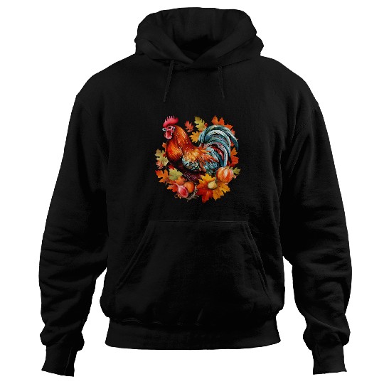 Chicken Pet Fall Rooster Chicken Leaves Harvest Farm Autumn Hoodies