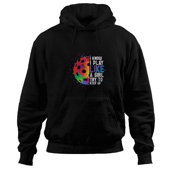 Sport Pickleball I Play Like A Girl Funny Pickleball Player Paddle Graphic Hoodies