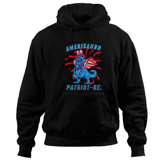 Dinosaur Pet Funny Amerisaurus PatriotRex Summer Memorial Day Holiday Hoodies