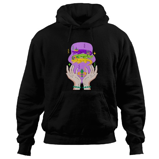 Alligator Pet Mardi Gras 3 Alligator Hat Crocodile Glory Fat Tuesday Tee 2 Hoodies