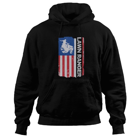 Lawn Mower Fun Ranger Lawnmower American Flag Gardener USA Lawn Mowing Hoodies