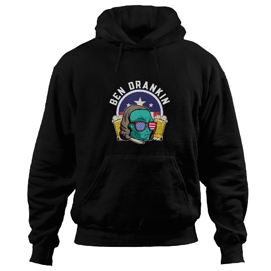 Aliens UFO Ben Drankin 2Alien USA Funny 4th of July Hoodies