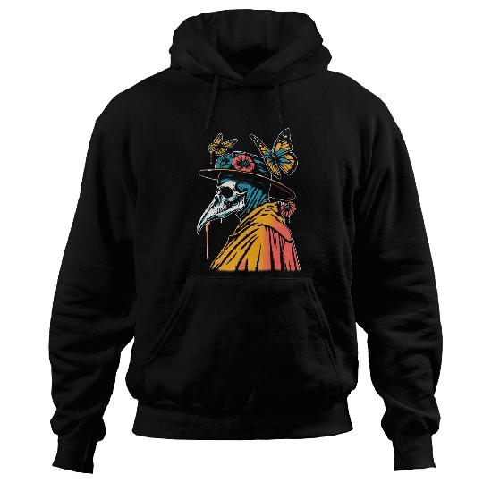 Pastel Goth Flowers Butterflies Skull Plague Doctor Hoodies