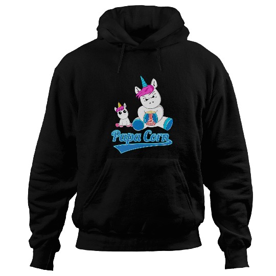Unicorn Pet Mens PapaCorn Funny Fathers Day Papa Corn Unicorn PopCorn Irony Hoodies