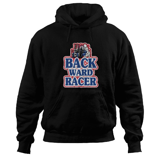 Forklift Fun Backward Racer Retro American Flag Colors Forklift Driver Hoodies