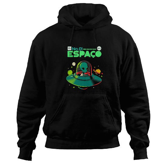 Aliens UFO Book Reading Comic Book Green Man Alien Spaceship Hoodies