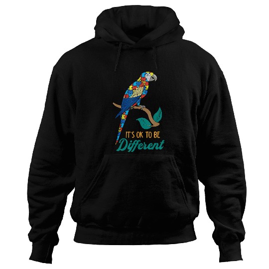 Autism Puzzle Parrot Its Ok To Be Different Parrot Autism Autistic Neurodiversity Hoodies