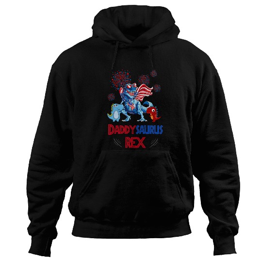Dinosaur Pet Daddysaurus rexs Happy 4thof July American Dad Americansaurus Hoodies