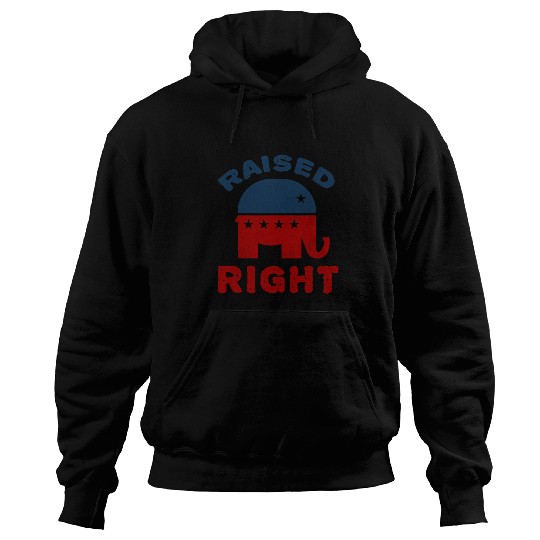 Elephant Mammal Raised Right Republican  Conservative Hoodies