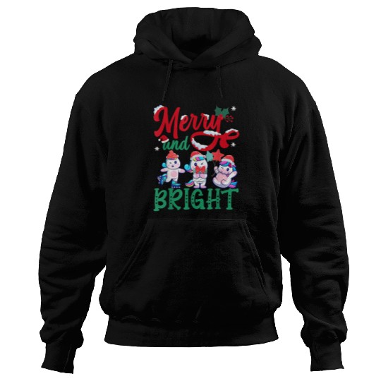 Unicorn Pet Merry And Bright Cute Unicorn Girls Christmas Funny xmass Hoodies