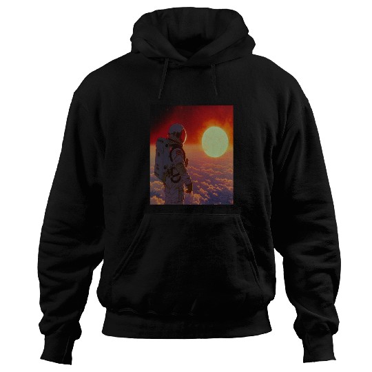 Astronaut Job Retro 1990s Japanese Anime Space Astronaut Sun Rising Art Hoodies